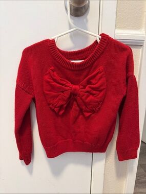 Little sleepies Red Bow Accent toddler Sweater